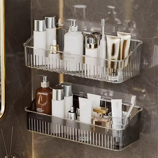 Useful Light Luxury Toilet Storage Rack Transparent Space Saving Cosmetic Organizer Wall Mounted Bathroom Shelf