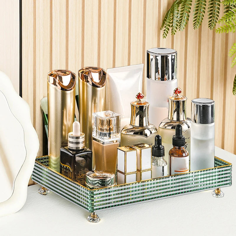 1Pc Bathroom Dressing Tray, Countertop Organizing Tray, Acrylic Table Tray Perfume Organizing Tray, Kitchen Sink Tray, for Soap Liquid Pump, Candles, Lotion Bottles, Cosmetics