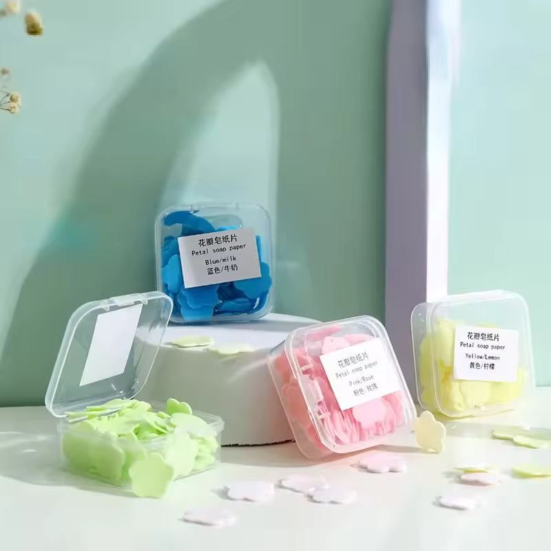 100Pcs Disposable Soap Paper Portable Hand Washing Toilet Soap Slice Petal Soaps Flakes Household Travel Skin Friendly Fresh