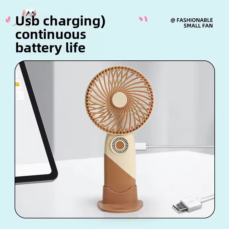 Portable Mini Handheld USB Fan 2025 New Trend Cute Cartoon Design Three Speed Adjustable Student Electric Fan Compact Size