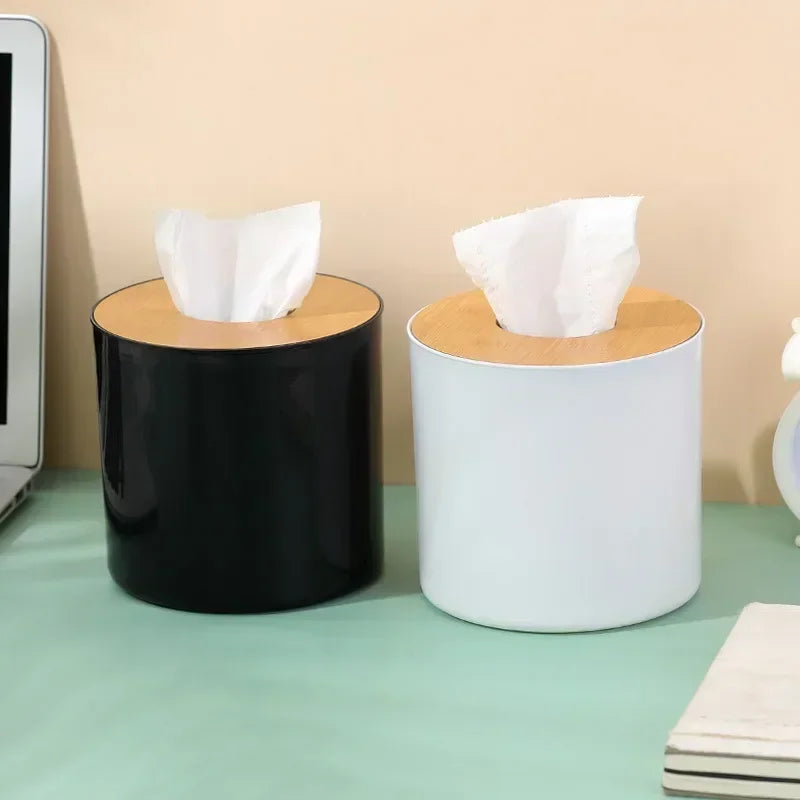 Tissue Box Holder Kitchen Living Room Tissue Storage Box Toilet Bathroom Tissue Rack Round Container