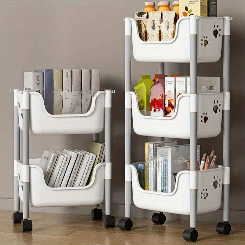 2/3/4-Tier U-Shaped Open Cartoon Shelving Removable Snack & Beverage Organizer Kitchen Vegetable Shelver Toy & Sundries Rack