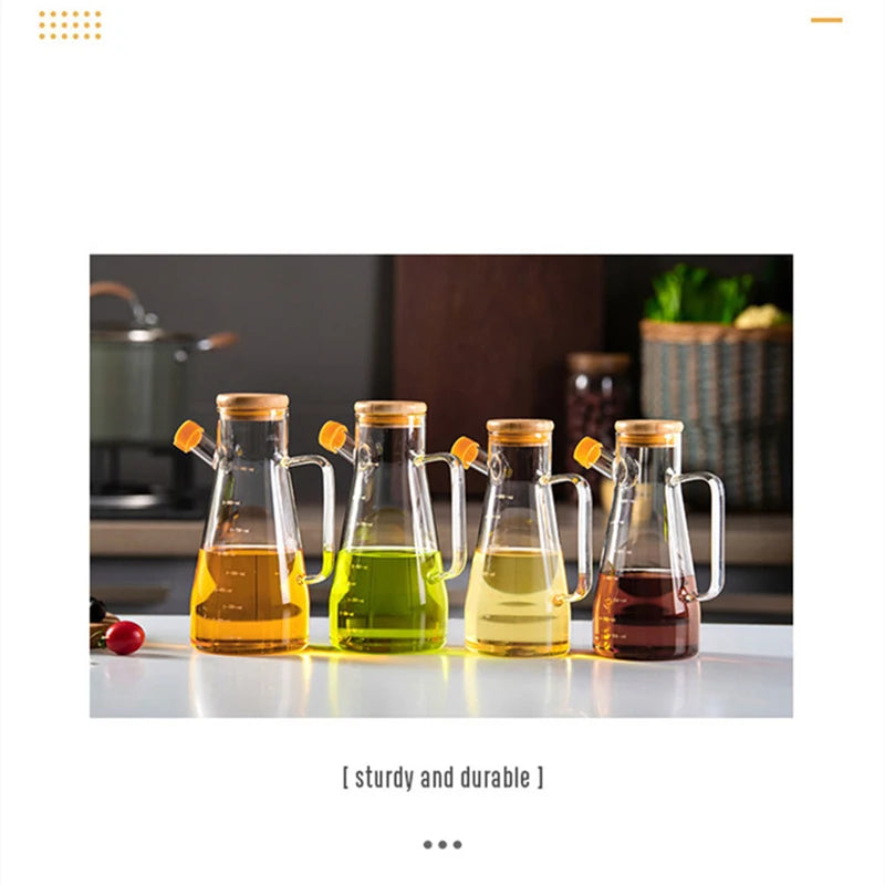 650/900ml Oil Pouring Pot Kitchen Durable Leak-proof Soy Sauce Heat-resistant High-borosilicate Glass Seasoning Bottle