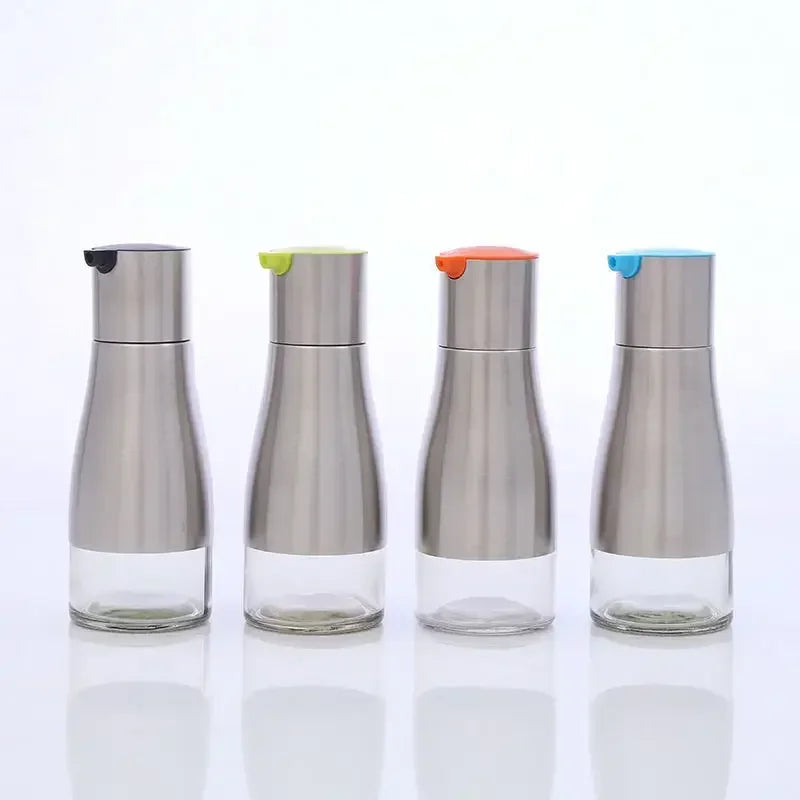 Cooking Seasoning Oil Bottle Dispenser Sauce Bottle Stainless Glass Storage Bottles for Oil Vinegar Creative Kitchen Accessory