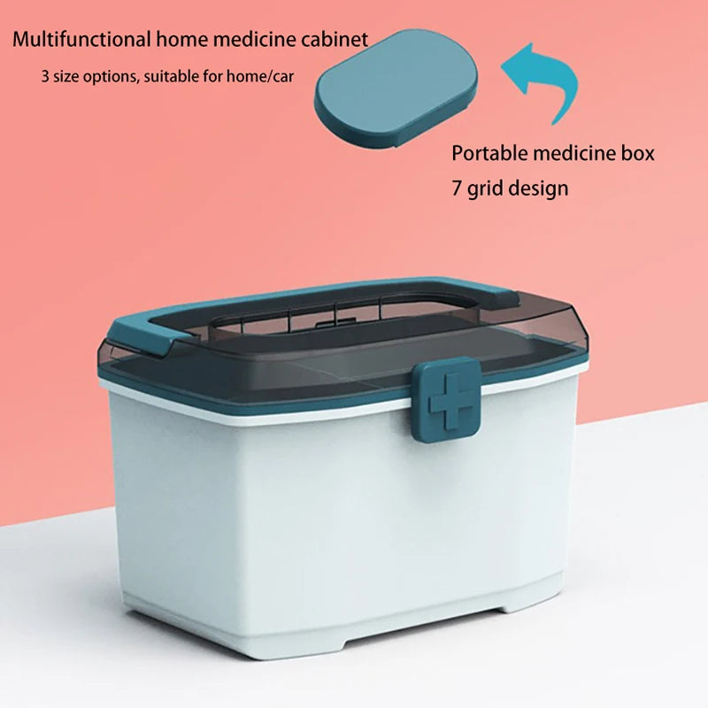 Plastic Storage Box Medical Box Organizer Double-Layer Multi-Functional Portable Medicine Cabinet Family Emergency first aid kit