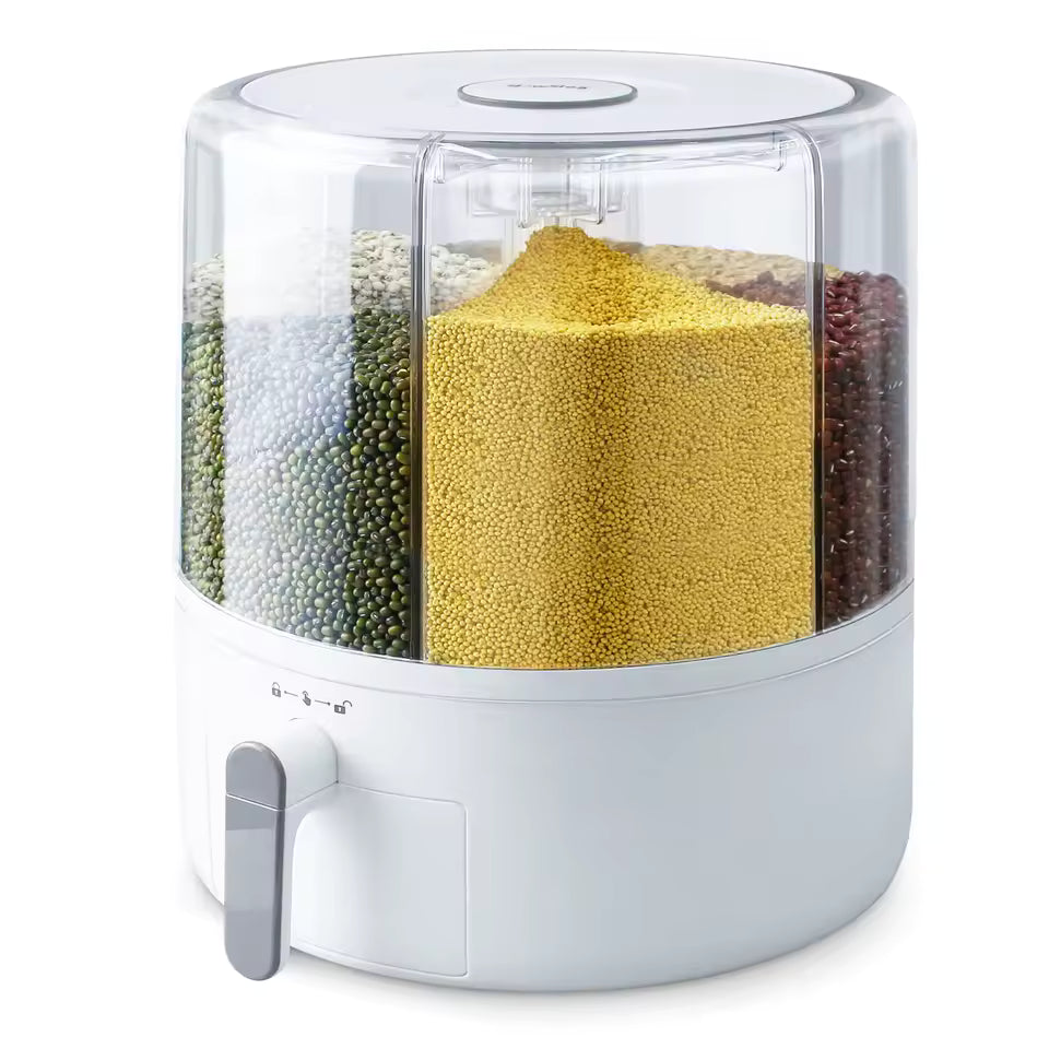 Grains Storage Box Be Rotated Into Compartments, Rice Bucket, Insect-proof and Moisture-proof Sealed Household Rice Storage Box
