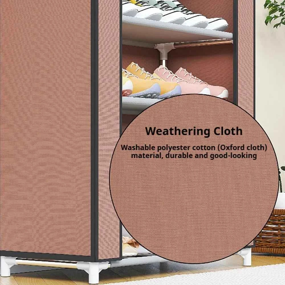 Metal Clothes Cabinet Large Capacity Coat Storage Cabinet Non-woven Bedroom Entrance Bracket Multi-layer Hanging Rack Organizer