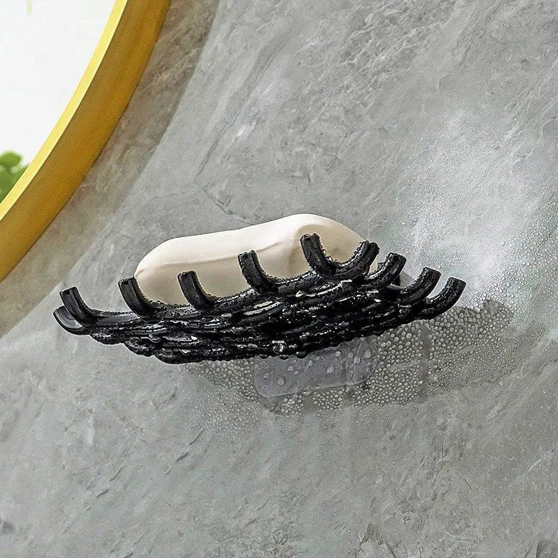 Wall Mounted No-Punch Soap Holder Grid Soap Dish Soap Box Sponge Dish Bathroom Accessories Soap Dishes Self Adhesive