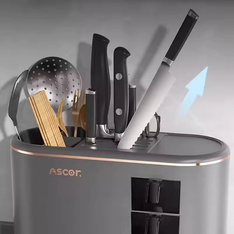 Multi-purpose Knife Chopsticks Holder with Seasoning Box Kitchen Plastic Utensil Drying Rack Spoon Fork Cutlery Storage Cylinder
