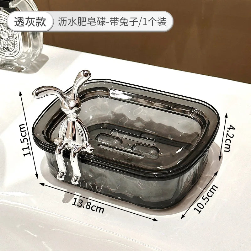 Plastic Bathroom Box in The Bathroom Household Soap Dish Rabbit Decor Soap Storage Rack for Draining Water Bathroom Accessories