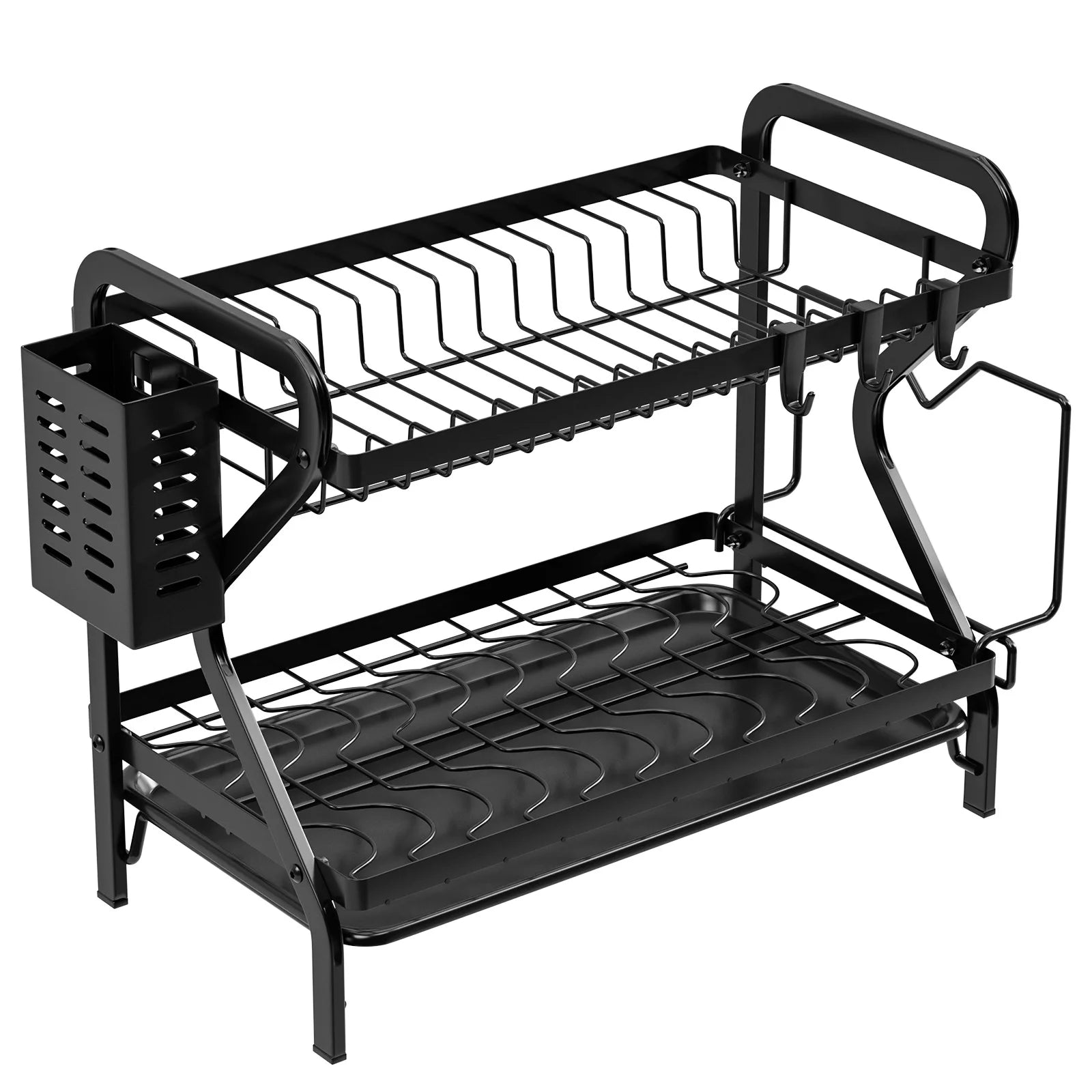 2-3Tier with Drainboard Dish Rack Large Capacity Household Tray Box Saving Space for Small Kitchen Countertop