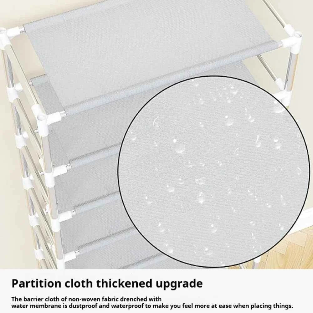 Metal Clothes Cabinet Large Capacity Coat Storage Cabinet Non-woven Bedroom Entrance Bracket Multi-layer Hanging Rack Organizer