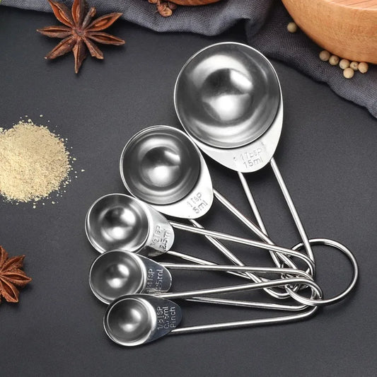 5Pcs Baking Accessories Multi Purpose Measuring Tools Coffee Tea Silver/Colorful With Scale Kitchen Gadget Measuring Spoon Set