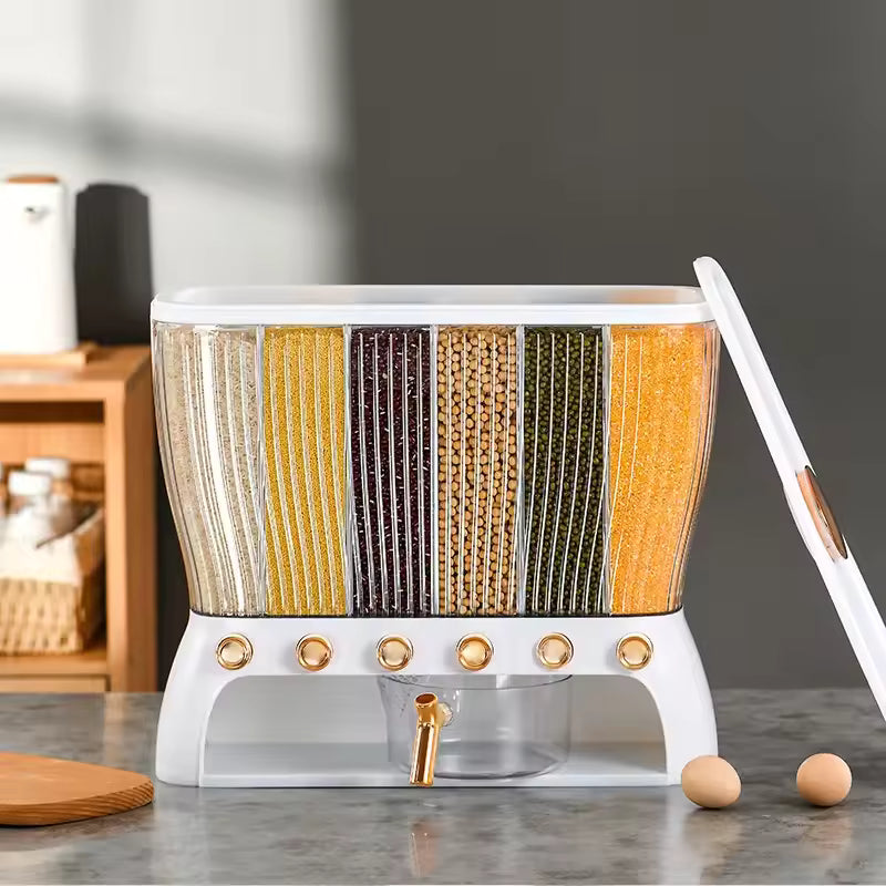 Food Storage Containers Divided Rice Bucket Household Sealed Storage Box Rice Storage Container Kitchen Items Rice Dispenser