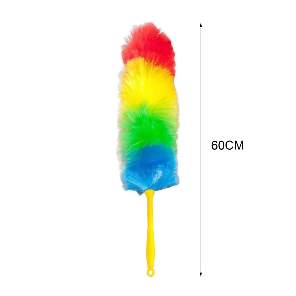 Rainbow Feather Duster Flexible Handle Anti Static Dusting Tool For Home Car Cleaning Colorful Soft Feathers Easy Storage