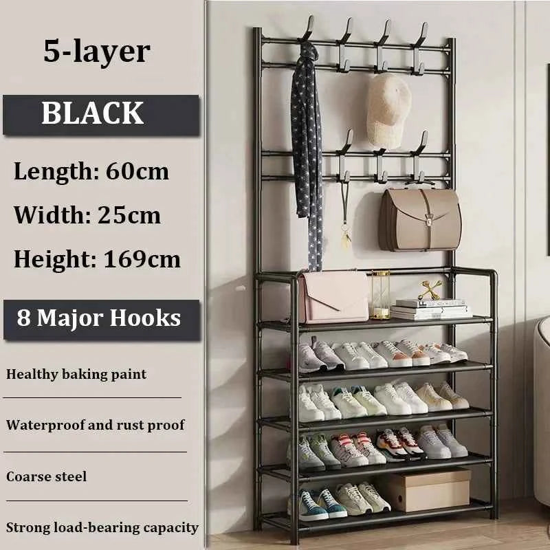 Living Room Shoe Rack Multi-Layer Storage Shelf DIY Clothes Hanger Simple Floor-Standing Organizer