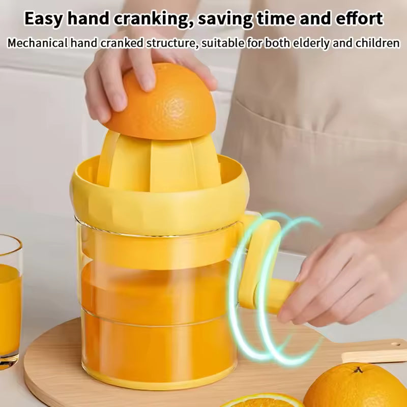 Manual Citrus Juicer With Rotating Crank - Max Juice Extraction For Lemon, Orange, Lime, Grapefruit | Ergonomic Handle