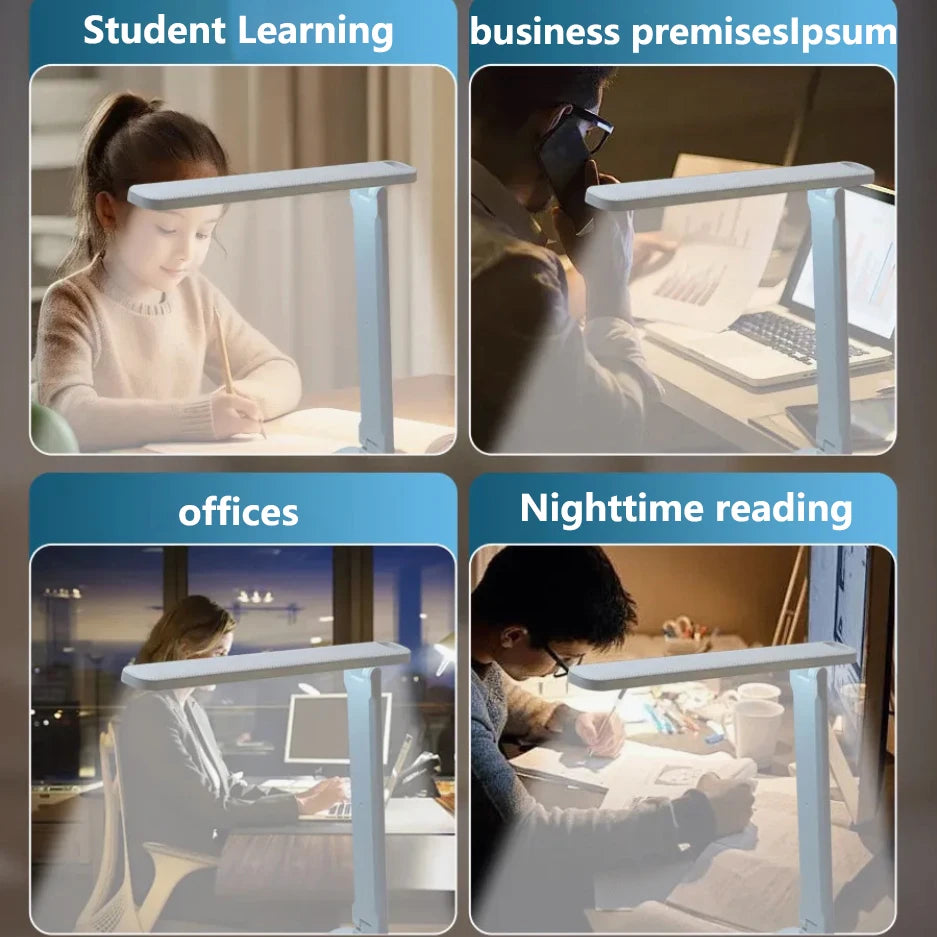 Foldable Eye Protection Desk Lamp, Touch Control 3-Level Dimming & Color Temperature, USB Rechargeable Reading Light for Study