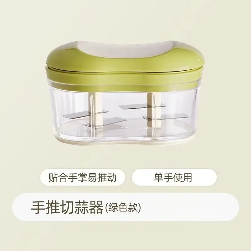 Manual Garlic Cutter Portable Home one-handed pushable telescopic garlic slicer Stainless Steel Blade Garlic Cutter