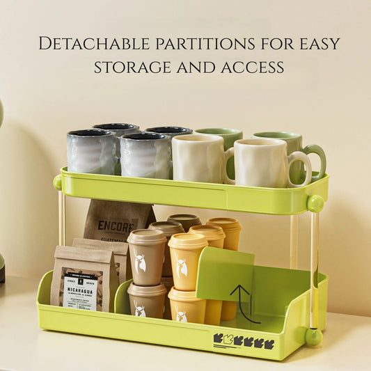 Multi-Layer Tea and Mug Storage Rack Countertop Organizer Space-Saving Tea Bag Holder for Kitchen Office and Coffee Bar