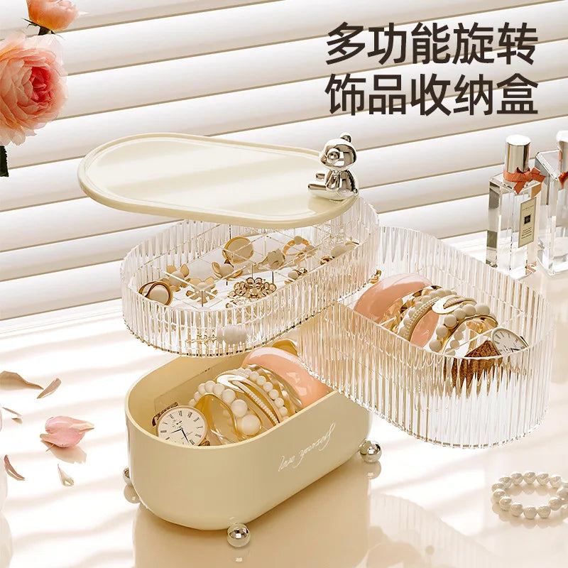 Desktop storage box Light luxury home and daily necessities Jewelry sundries Dust-proof Rotating cosmetics storage