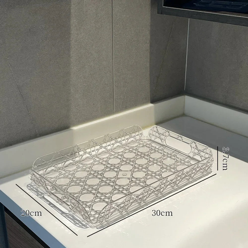 Rectangular Household Storage Tray Light Luxury High-end High Aesthetic Tea Set Cup Water Cup Storage Tea Tray Home Decoration