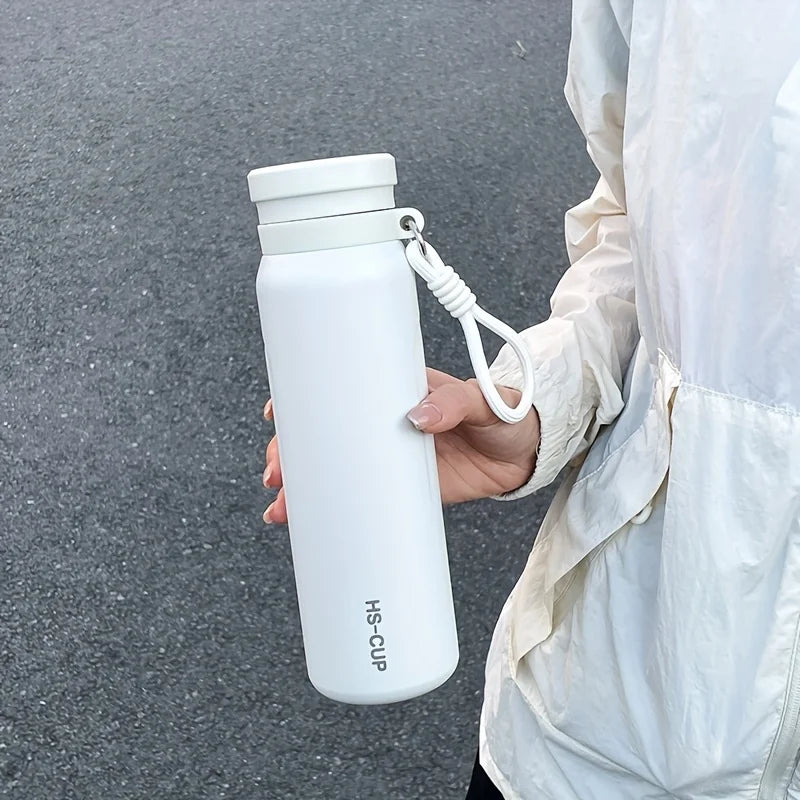 1PC 800ml Insulated Water Bottle with Tea Strainer, Double Wall Vacuum Thermos Flask with Handle for Outdoor Activities