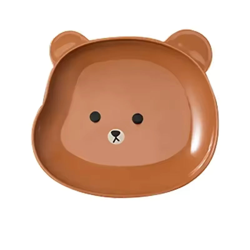 Xgnvpy Creative Family Bear Bone Spitting Dish Pet Fruit Snack Drop Proof Tray with Bottom Square Dry Fruit Tray Small Dish