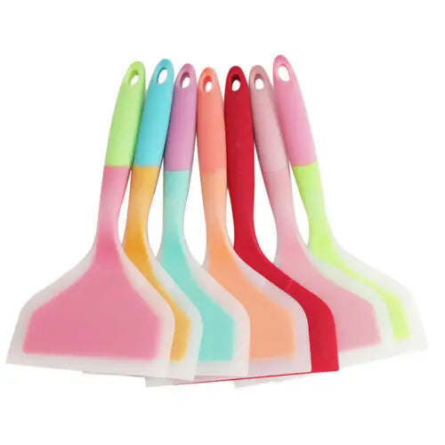 1Pcs Random Color Silicone Kitchen Ware Cooking Utensils Spatula Beef Meat Egg Kitchen Scraper Wide Pizza Cooking Tools Shovel