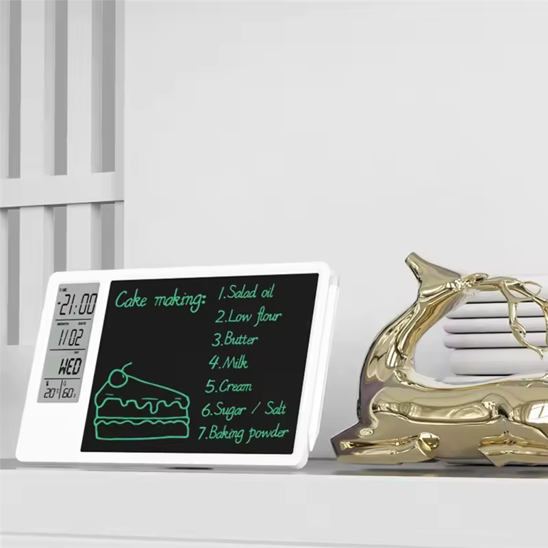 Compact Multi-Function Electronic Calendar Desktop Calendar LCD Handwriting Board Office Memo Desktop Ornament Calendar,Black Du