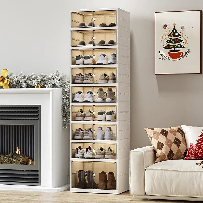 Home dust-proof shoe cabinet, no installation required, foldable transparent folding shoe box, large capacity shoe storage box