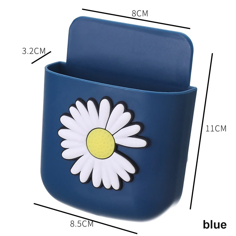 Wall Mounted Organizer Storage Box Punch Free Remote Control Mounted Mobile Phone Plug Wall Holder Charging Multifunction Hook