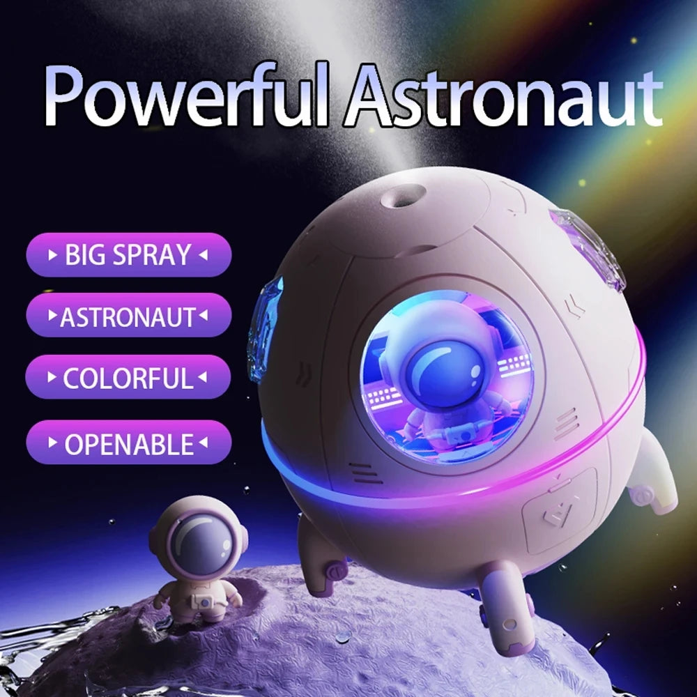 Desktop Space Capsule Air Humidifier Ultrasonic Cool Mist Aromatherapy Water Diffuser with Led Light Astronaut Humidificador