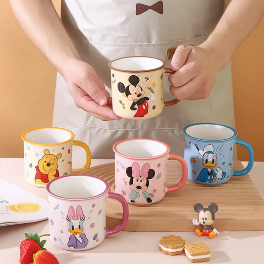 Cartoon Disney Mickey Minnie Kids Cup Lid Milk Mug Donald Duck Home Drinking Mouth Brushing Cup Children's WaterCup Kids Gifts