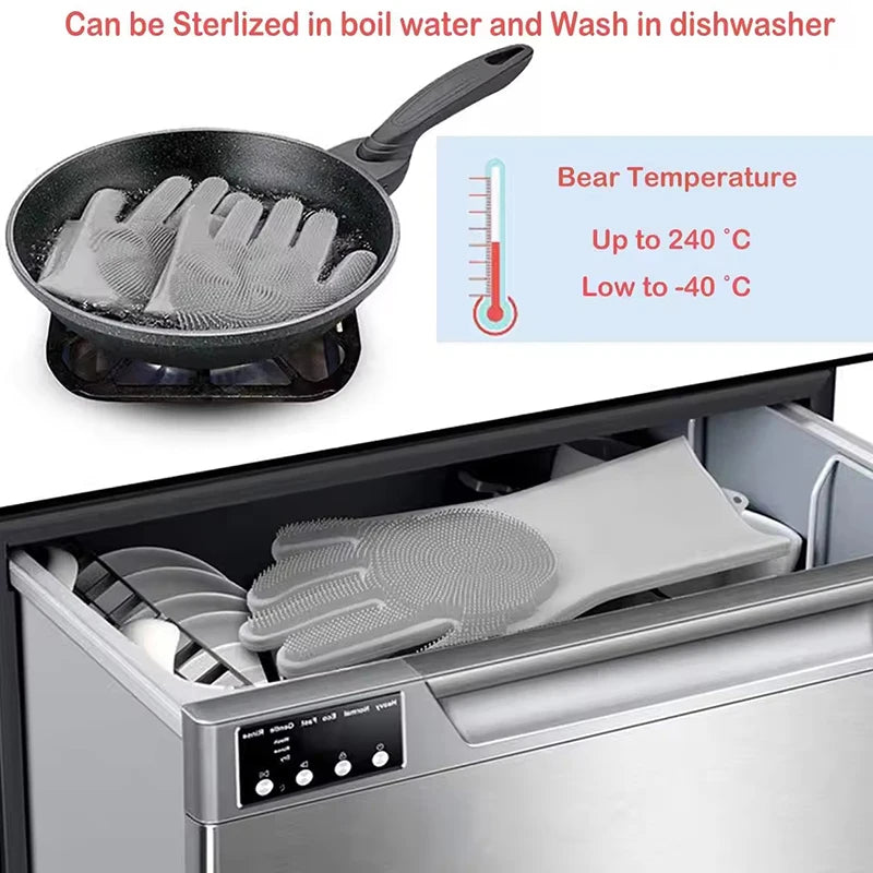 Waterproof Silicone Dishwashing, Laundry Gloves Kitchen Supplies Household Use No Harm To Hands Pet Bathing Cleaning Gloves Soft