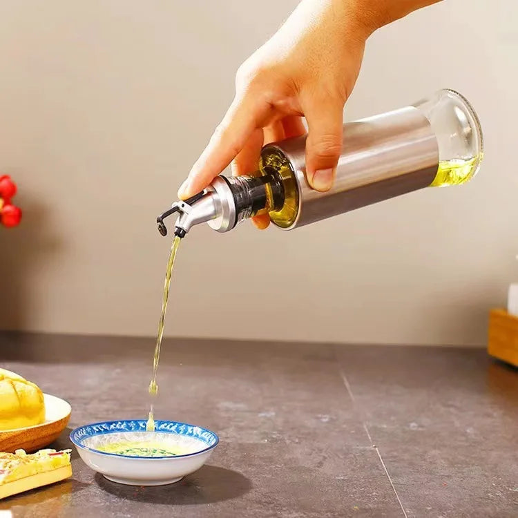 Stainless Steel Oil Bottle No-drip Bottles Soy Cruet Sauce Vinegar Condiment Dispenser Sturdy Seasoning Jars Kitchen Accessories