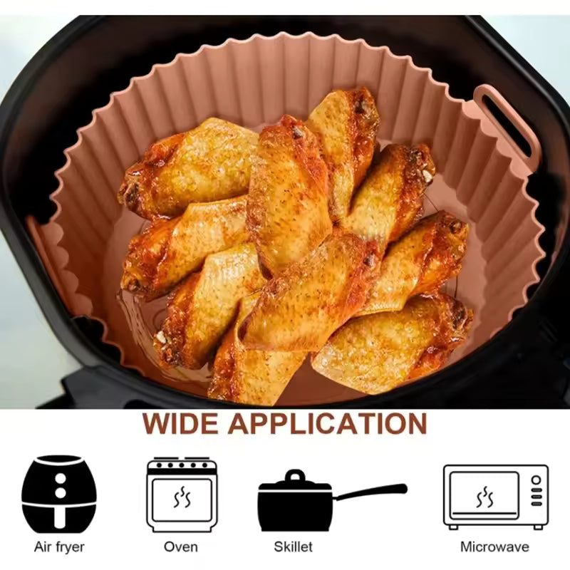 Silicone Basket Pot Tray Airfryer Liner For Air Fryer Reusable Container Accessories Pan Baking Mold Canister Shape Protector