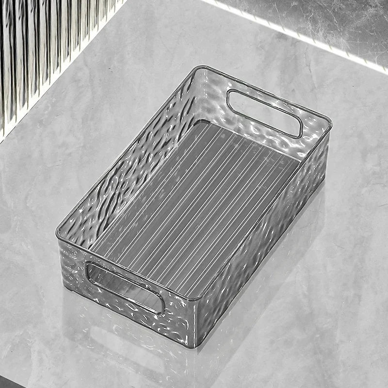 Glacier Patterned Cosmetics Storage Box, Light Luxury and High Beauty Bathroom Desktop Organizer Box, Plastic Storage Basket