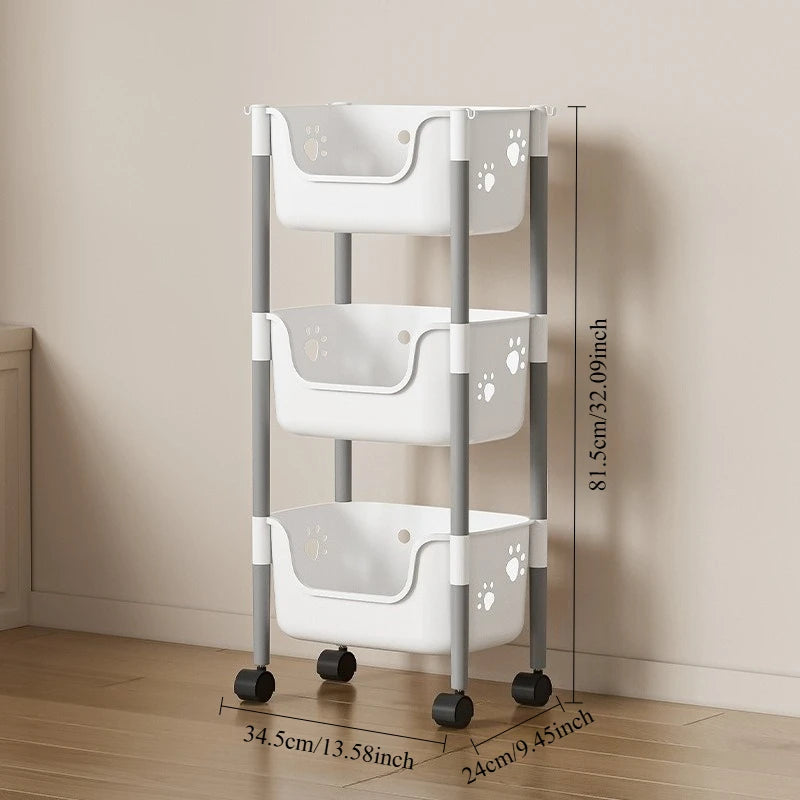 2/3/4-Tier U-Shaped Open Cartoon Shelving Removable Snack & Beverage Organizer Kitchen Vegetable Shelver Toy & Sundries Rack