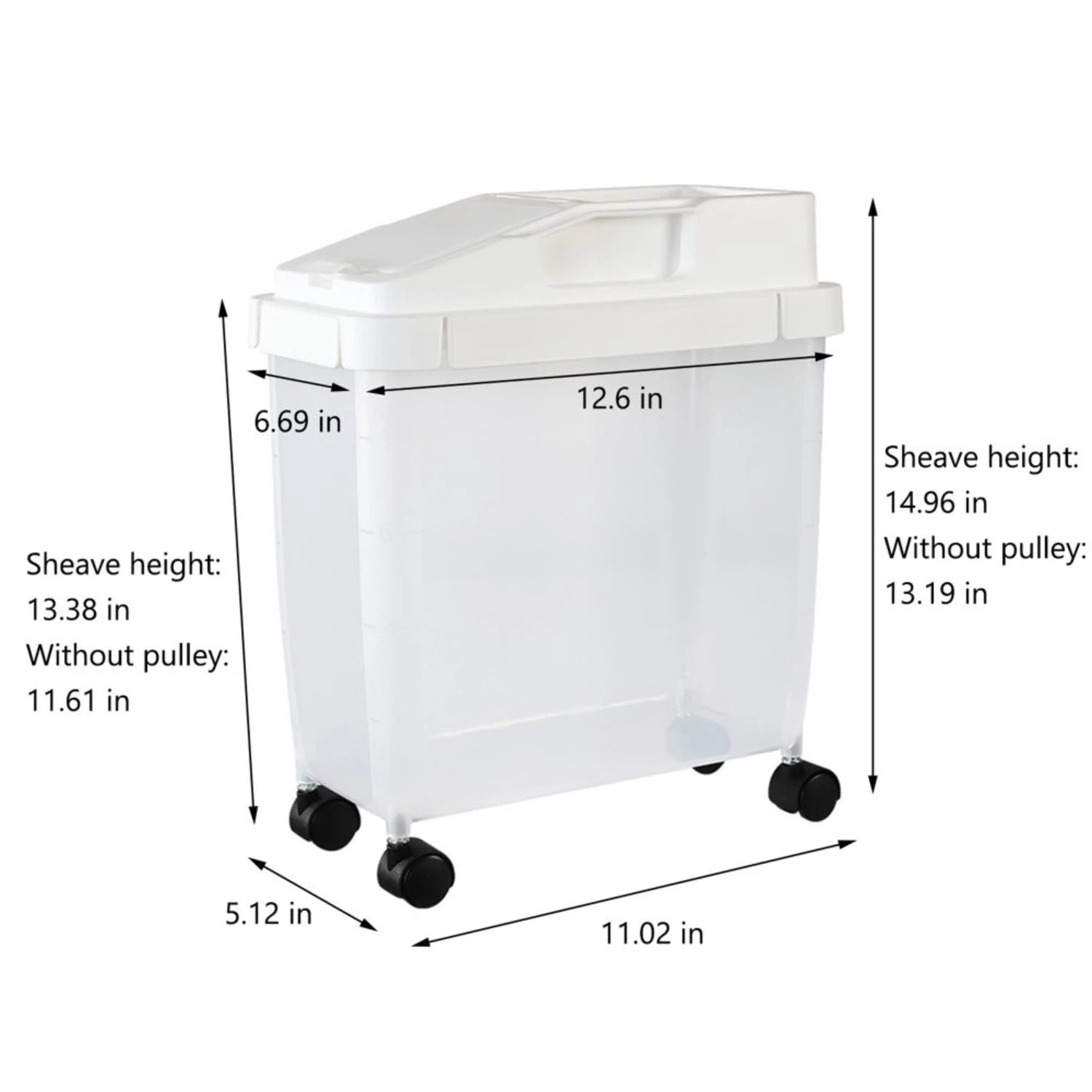 Airtight 20 lbs Rice Storage Container with Wheels, Measuring Cup - Ideal for Rice Flour Cereal Pet Food