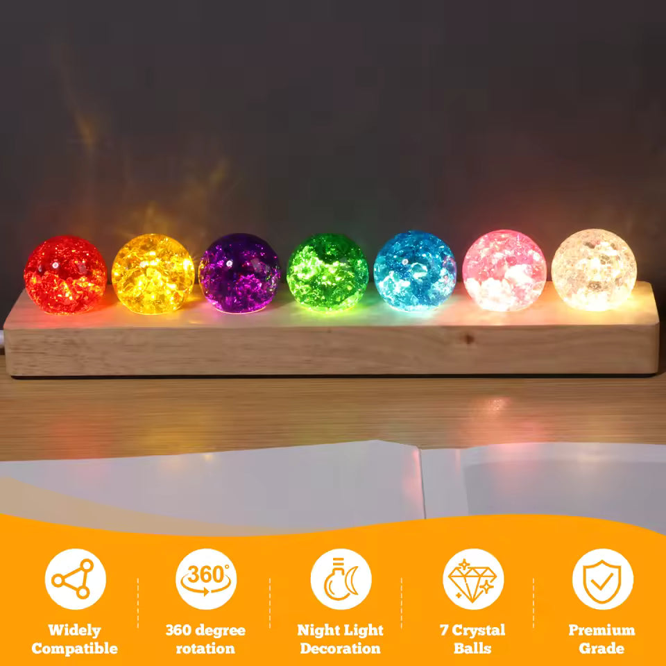 Ball Night Light Decor 360° Rotation Glass Ball Night Light Decor Soft Lighting 7 Color Lamp Ornament Safety for Home Office