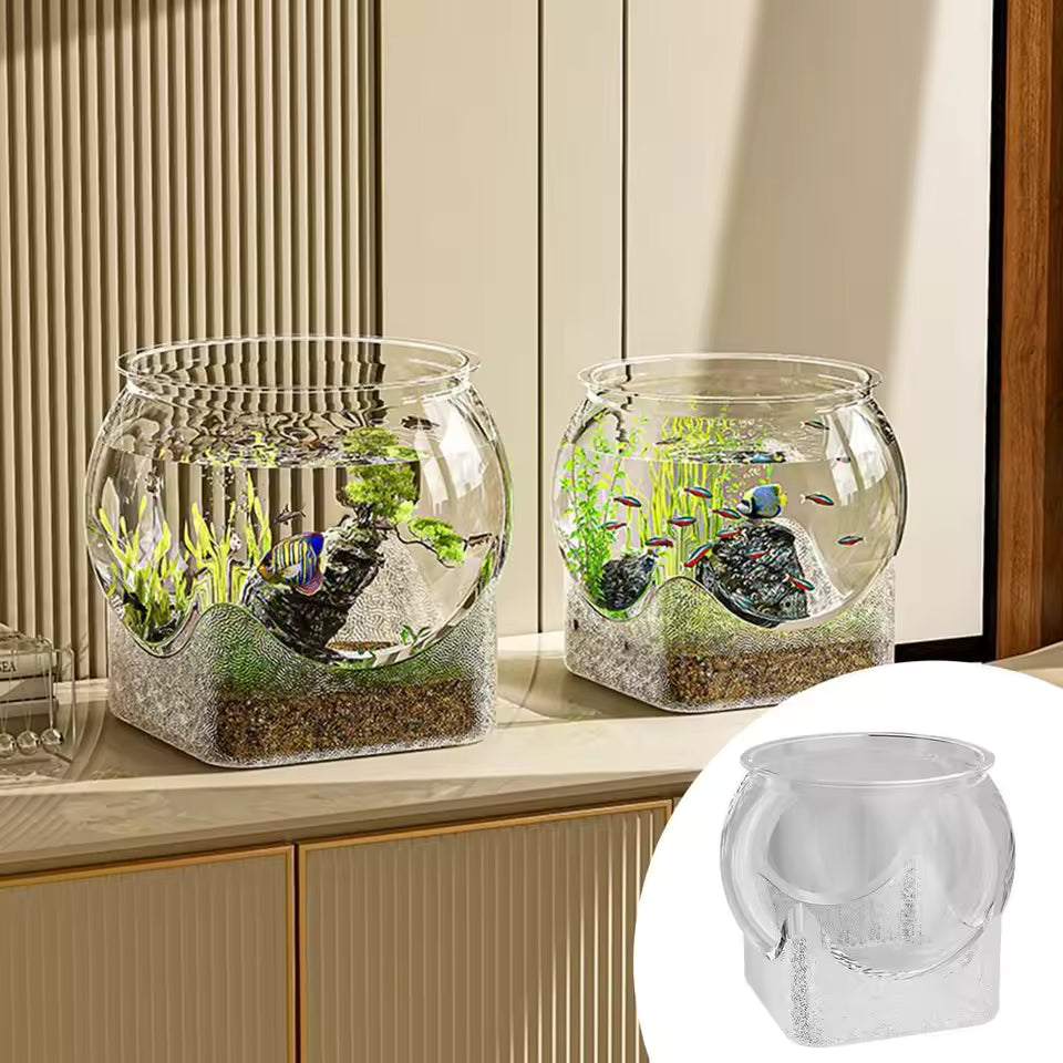 Clear Fish Tank Resistant Falling Round Desktop Aquarium Multifunctional Durable Ornamental Fish Decor