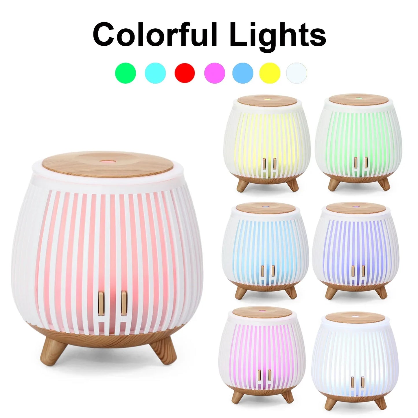 Ultrasonic Air Humidifier 140ml Essential Oil Diffuser 7 Color LED Lights Continuous Spray Table Lamp for Home, Office