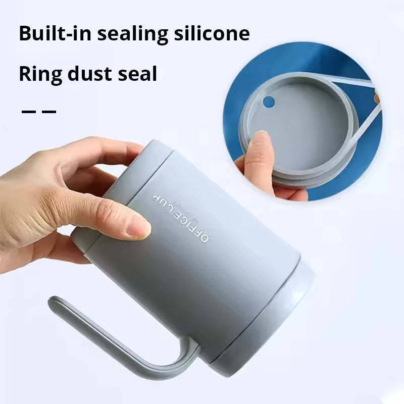 500ml Grey Creative PP Liner Portable Office Large Capacity Covered Milk Coffee Cup Gift For Travel Domestic Coffee Tool