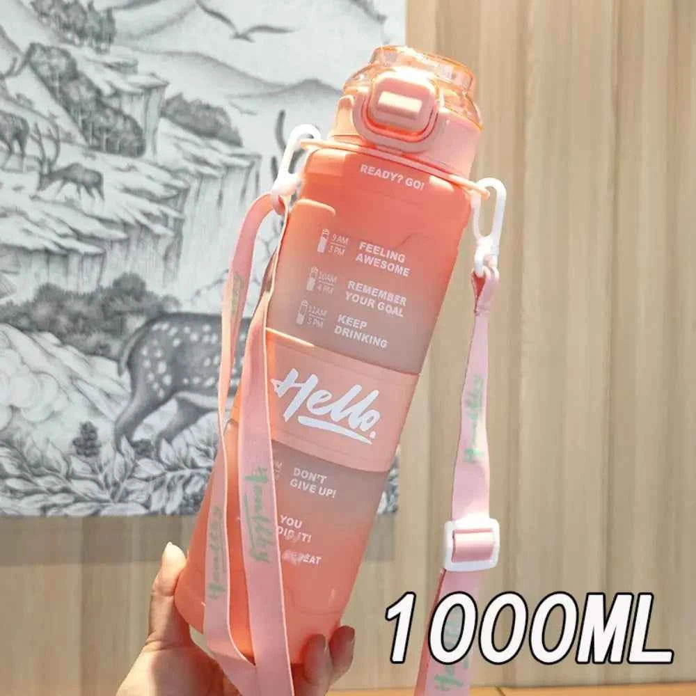 Handheld Sports Kettle with Straw Large Capacity Portable Water Cup with Straw 1000ml Dustproof Fitness Water Bottle Camping
