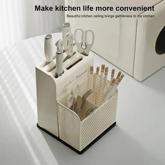 Kitchen Countertop Cutlery Holder Kitchen Utensil Organizer Rack Knife Holder Fork Spoon Chopsticks Tube With Drain