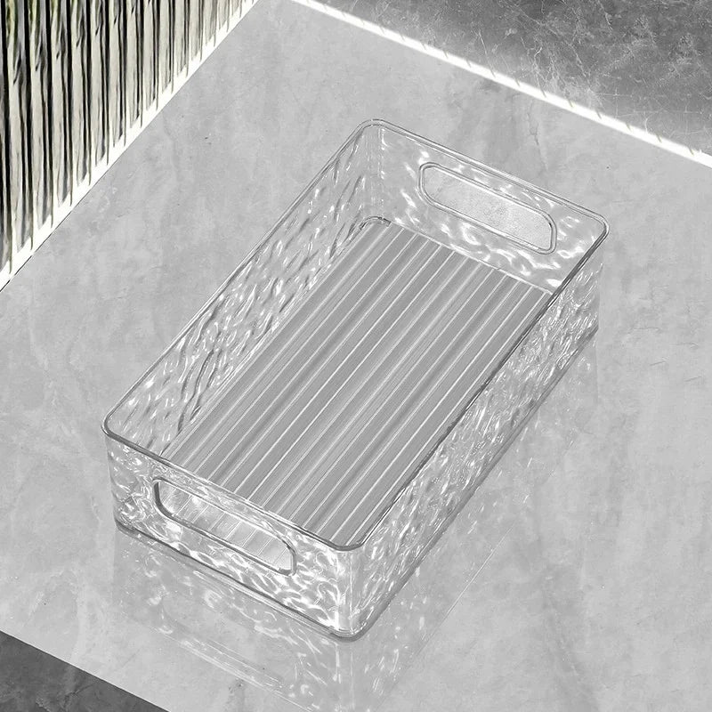 Glacier Patterned Cosmetics Storage Box, Light Luxury and High Beauty Bathroom Desktop Organizer Box, Plastic Storage Basket