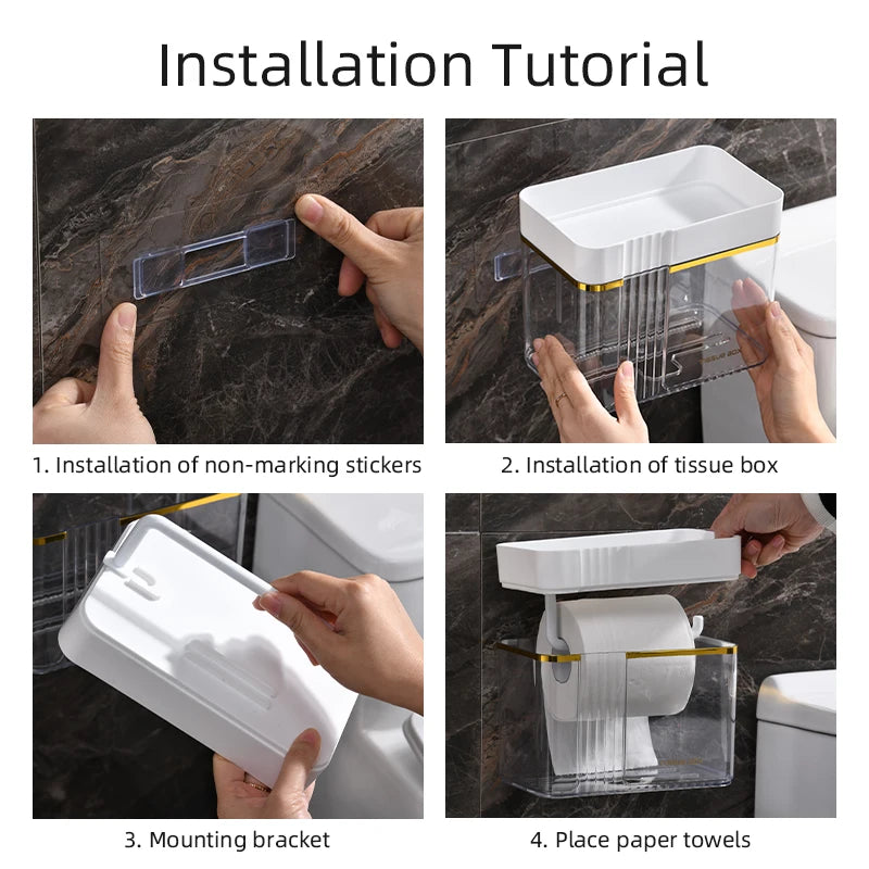 Punch-free Toilet Paper Holder Box Waterproof Storage Toilet Paper Storage Rack Paper Towel organizer Bathroom Tissue Box