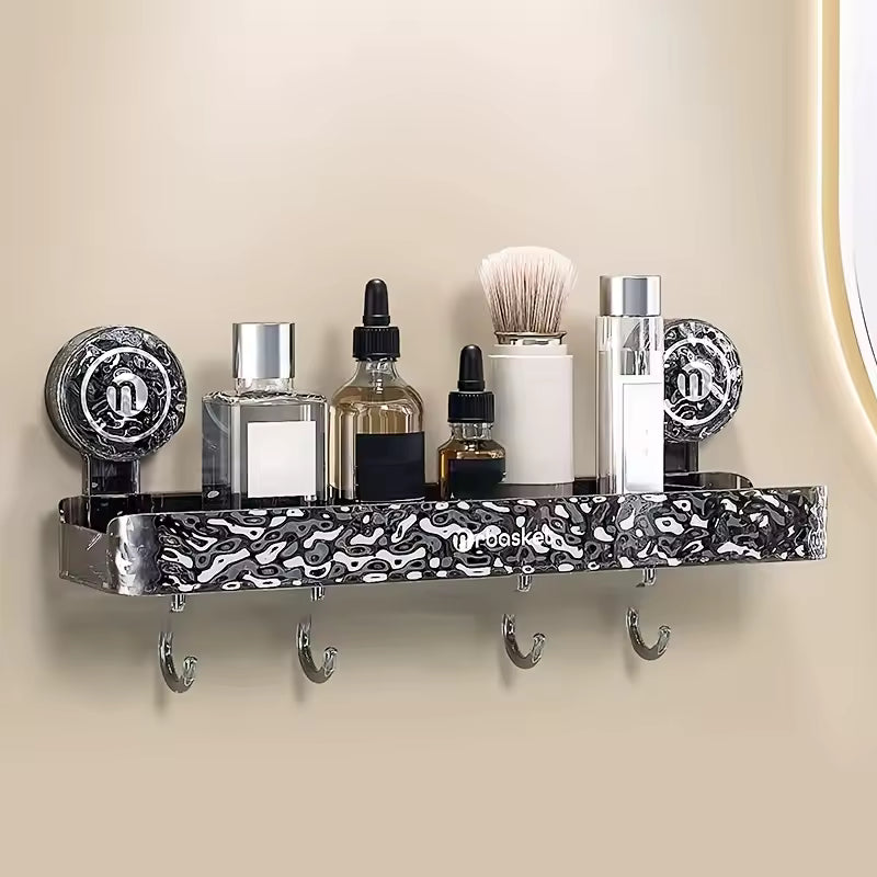 Light Luxury Glacier Pattern Shower Suction Cup Shelf Suction Cup Storage Rack Punch Free Sorting Box Organizer Bathroom Tool