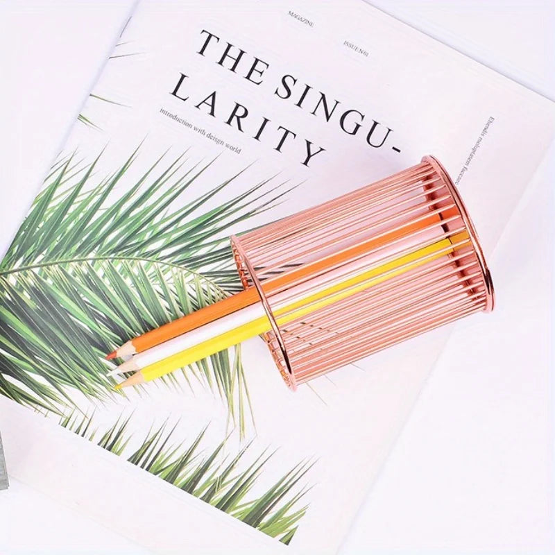 1pc Elegant Round Pen Holder - Multi-Functional Desk Organizer for Office, School Supplies & Accessories organizador